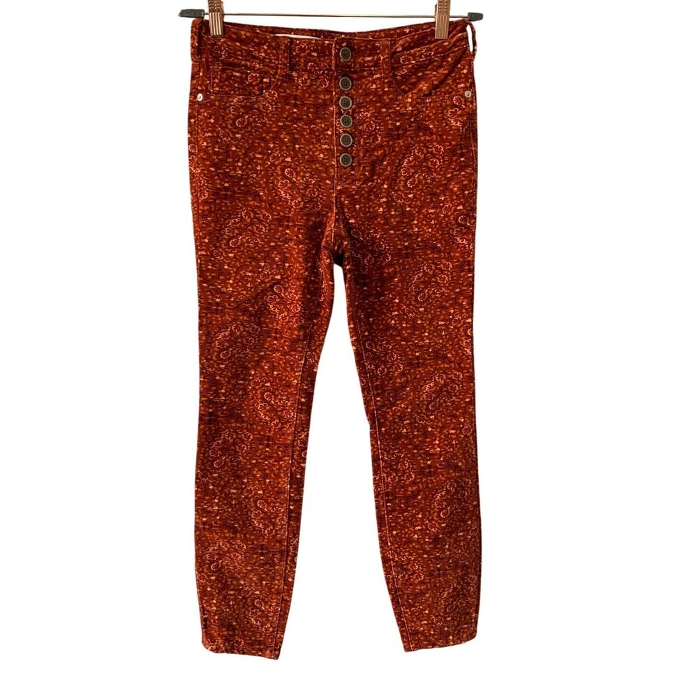 Anthropologie Pilcro Burnt Orange Corduroy High Rise Jeans Size 28 Boho